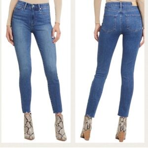PAIGE Hoxton Ankle Fray High Rise Skinny Medium Wash Distressed Size 31